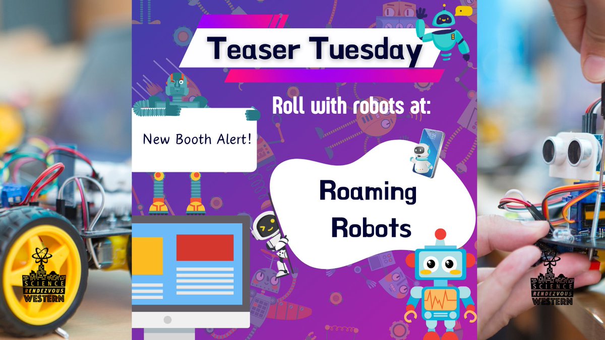 🤖🎨 This #TeaserTuesday roll out with Roaming Robots by RamFerno Robotics (@ramferno3756) 

At their booth, make cool buttons, race robots, and learn to code and build your own bot! 🏎️🤖🔧🚀 

#RobotFun #STEMPlay #SciRenUWO #ldnont #uwo #westernuniversity #STEAMeducationforkids