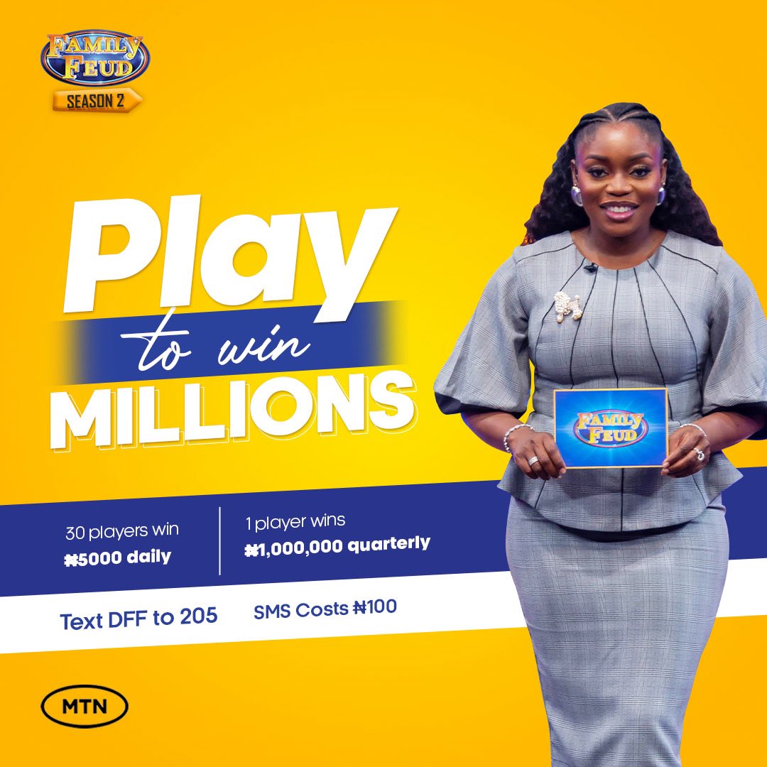 We're thrilled to announce the launch of our mobile game on the beloved Family Feud Nigeria show! Jump right into the excitement and stand a chance to win MILLIONS! Simply text DFF to 205 and let the games begin! Don't miss out on this epic opportunity to be a part of the…