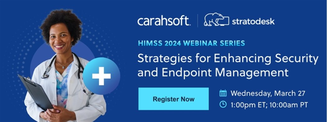 Don't miss our must-attend webinar with Stratodesk and Carahsoft as we dive into the Windows 11 dilemma, cybersecurity vulnerabilities in healthcare, and clinical efficiency challenges. Save your spot now: bit.ly/3IOA6LG #HealthcareIT #EndpointSecurity #carahsoftpartner