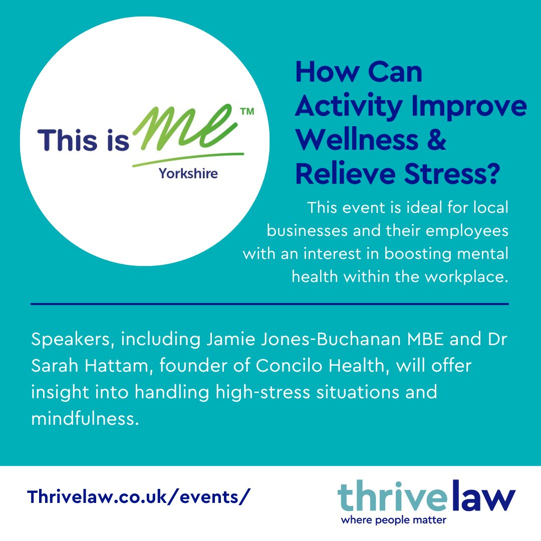 🎟️ 18 April 10am to 12pm FREE, This Is Me Yorkshire: How Can Activity Improve Wellness and Relieve Stress? 

This event is ideal for local businesses and their employees with an interest in boosting mental health within the workplace.
