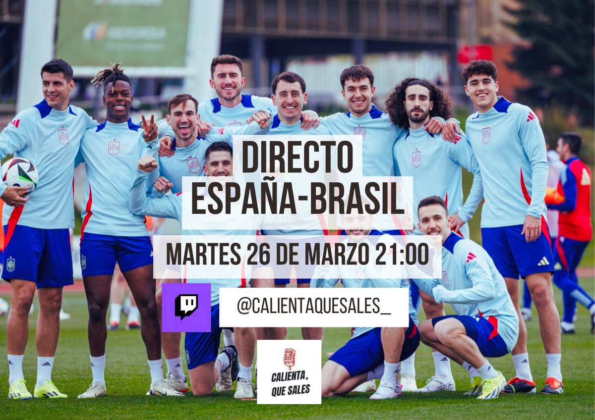 ‼️VOLVEMOS A TWITCH PARA REACCIONAR AL ESPAÑA🇪🇸 🇧🇷BRASIL‼️

👉También haremos una predicción del final de LaLiga y comentaremos las polémicas de las últimas horas...

Os esperamos a las 21:00 por aquí twitch.tv/calientaquesal…