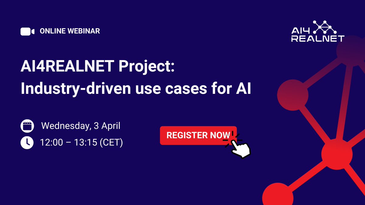 🚨 Friendly reminder: Mark your calendars for the AI4REALNET webinar next week! 🗓️ Join us on 3 April, 12:00 CET to delve into AI's impact on critical systems like electricity, railway, and air traffic control. Reserve your free spot: tinyurl.com/2p8jwamj #AI4REALNET