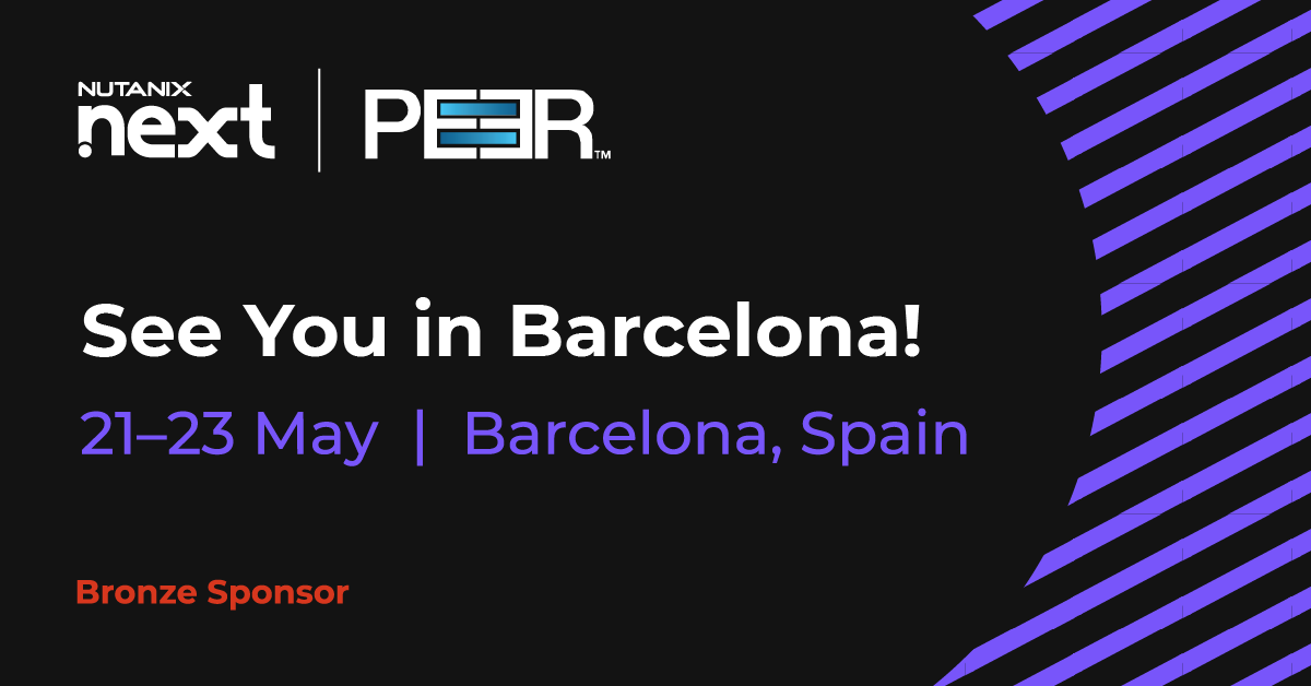 PeerSoftware's tweet photo. #PeerSoftware is a proud sponsor of the @nutanix #NEXTconf May 21-23 in Barcelona. Stop by and learn more about our modern #distributedstorage solutions and how we make big things possible together!
https://t.co/VS6qK0Jq7C https://t.co/b2nSTpDGoD