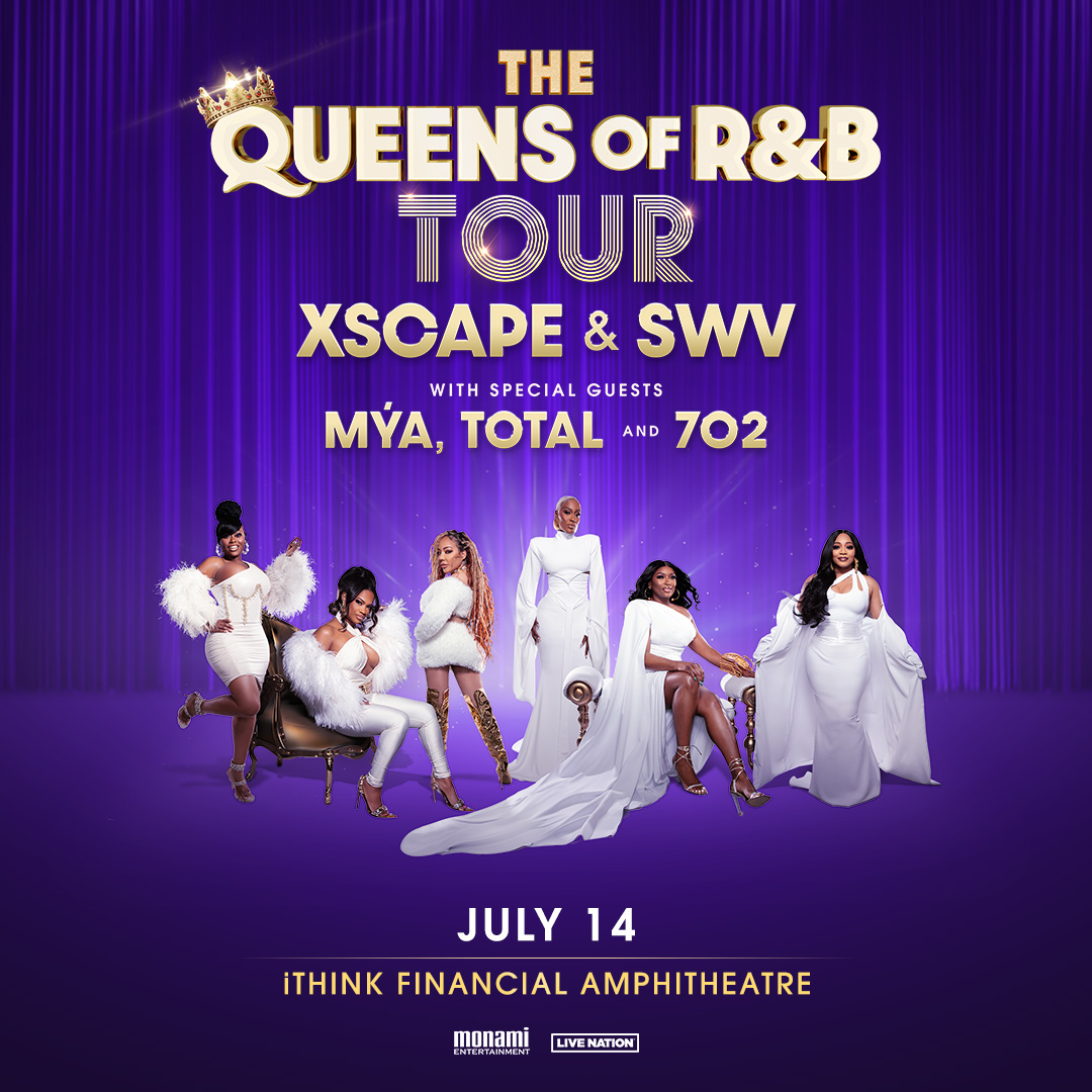 💜 JUST ANNOUNCED! 💜 Sing it, Ladies! 🤩🎤 XSCAPE and SWV are bringing THE QUEENS OF R&B TOUR to West Palm Beach on July 14 with special guests Mýa, Total and 702! On Sale | Friday | 10am | 🎫👉 livemu.sc/3xj98ZL Part of the Ford Concert Series