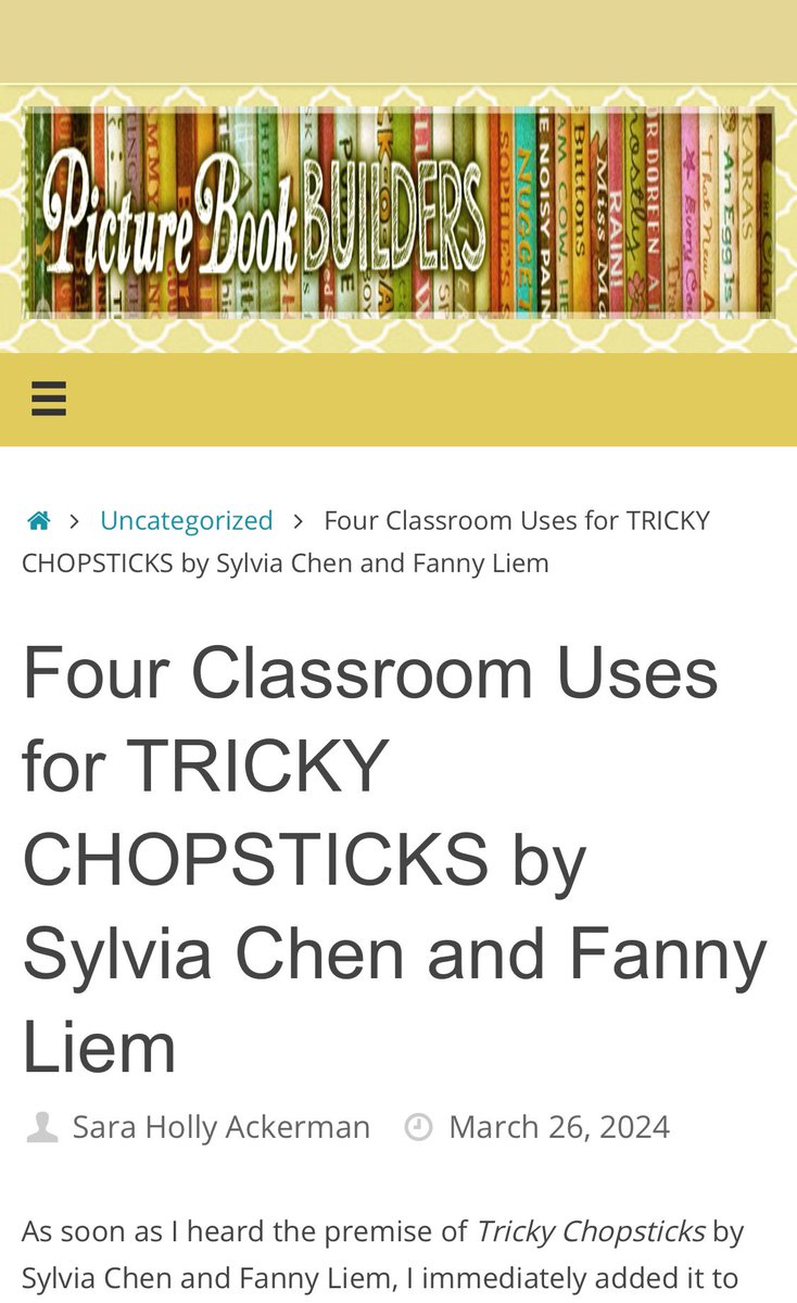 👩🏻‍🏫#Kidlit & #educators especially—looking for practical ways to use TRICKY CHOPSTICKS (illus. @wenfancyart @SimonKIDS) in the classroom? As an engaging read-aloud, for mentor text use, plus STEM learning, and social studies connections, here’s a powerful guide for you! See post⬇️