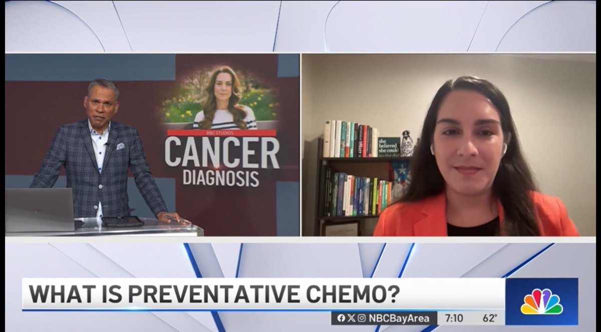 Thanks @nbcbayarea News @rajmathai for having me last Friday to discuss what is adjuvant chemotherapy & the impact of #KateMiddleton #cancer diagnosis A 🔑 message is to increase #CancerAwareness of the rising incidence of cancer among young adults & particularly young women