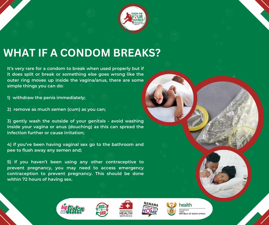 There are some simple things you can do if a condom breaks. 👩🏽‍❤️‍👨🏽 #AYP #Youth #Condomise #SafeSex #SMYN #youth