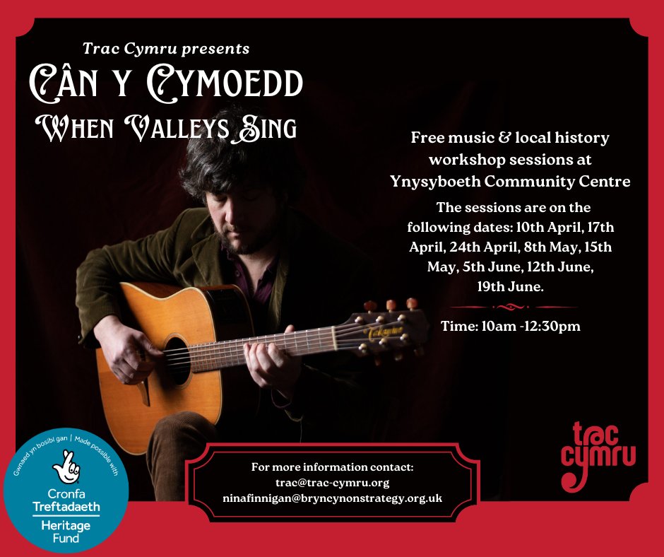We're commencing delivery of the very first community sessions in our new ‘Cân y Cymoedd’ heritage project in the village of Ynysboeth in the Cynon valley on Wednesdays from 10th of April to 19th of June, led by Welsh singer @ghbonello 🏴󠁧󠁢󠁷󠁬󠁳󠁿🎶 Read more👇 nation.cymru/culture/herita…
