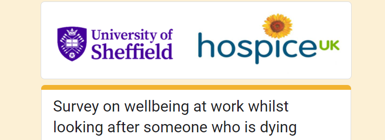 You are invited by colleagues at the University of Sheffield to take part in an online survey about your experiences at work whilst looking after someone who is dying. Please share with your networks: docs.google.com/forms/d/e/1FAI… #wellbieng #care @ltowers728