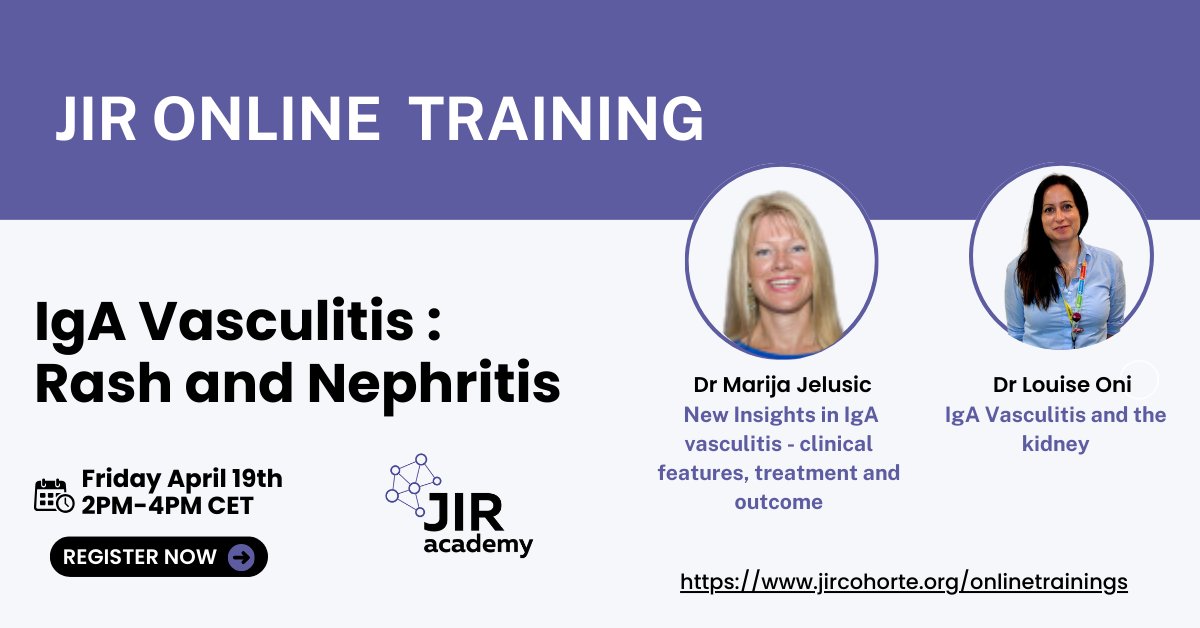 Next online training : Friday April 19th from 2PM to 4PM CET! Register now and join us for a very interesting session with Dr Marija Jelusic and @louise_oni jircohorte.org/onlinetrainings