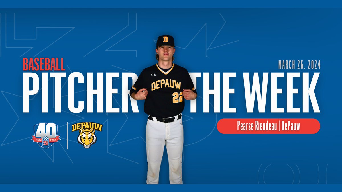 .@NCAC Baseball Pitcher of the Week: Pearse Riendeau of @DePauwBaseball #NCACPride | #NCACFamily | #ncacbb 📰 tinyurl.com/bjcdvm2a