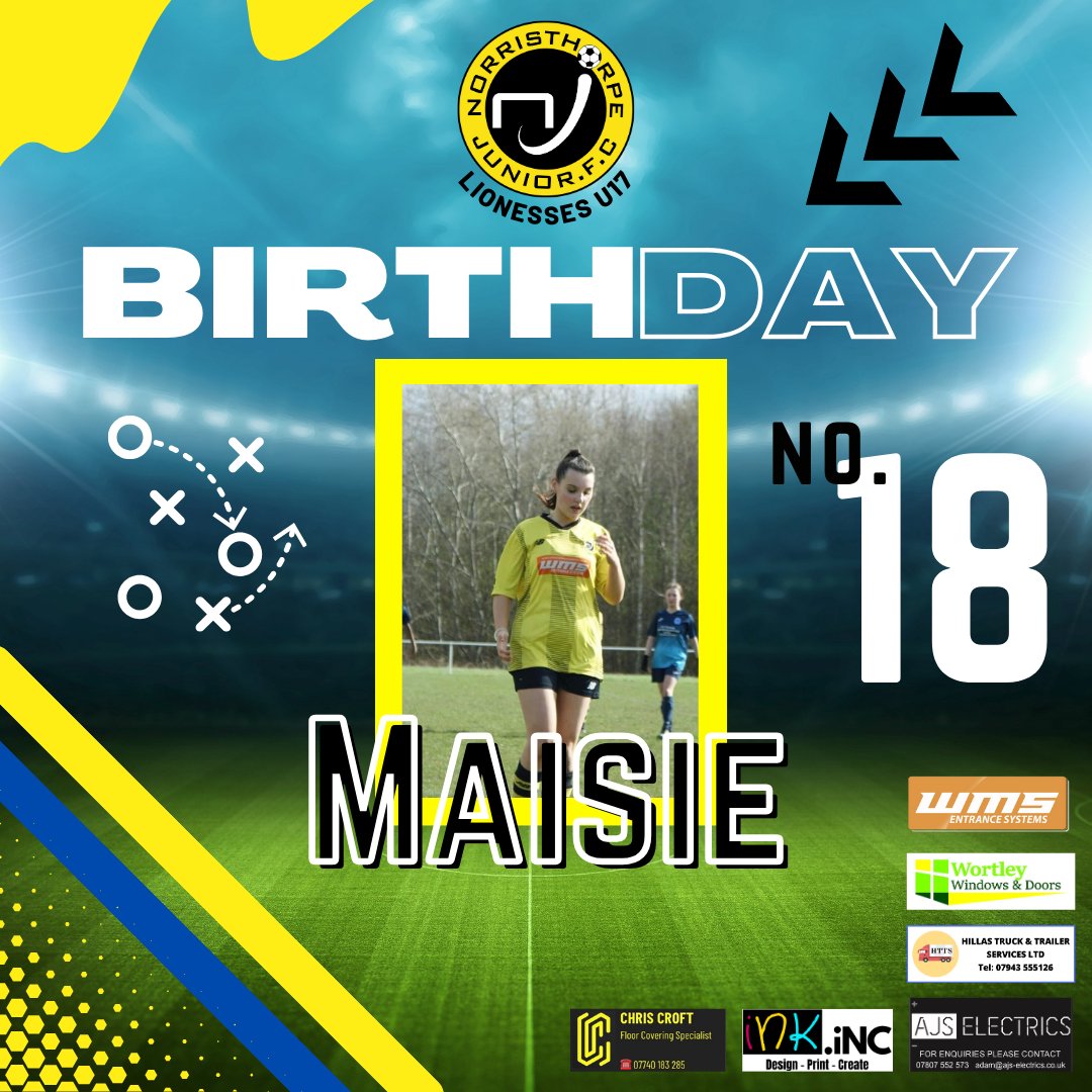 Happy birthday to our No.18, Maisie. We hope you have an amazing birthday, from all of the Lionesses at Norristhorpe 🎉🎂⚽🟡⚫
#NJFC #norristhorpejfc #birthdaygirl #girlsfootball #footballbirthday #halifax #huddersfield #wrgfl #birthday