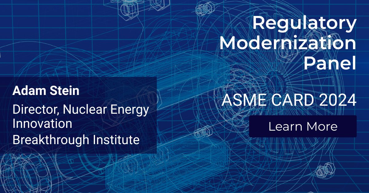 I'm looking forward to presenting tomorrow at ASME’s Conference for Advanced Reactor Deployment on the Regulatory Modernization Panel with great co-panelists. If you are at the event, say hi! event.asme.org/CARD?utm_sourc…