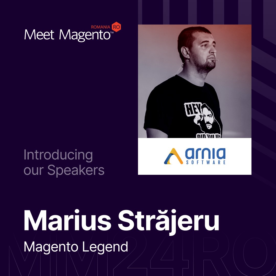 🎉 It is our pleasure to announce one of the speakers of the technical stage of Meet Magento 2024, making a triumphant return, <a href="/MariusStrajeru/">Marius Strajeru</a> from Arnia lights up the stage!

Welcome back, Marius! 🚀 

Don't forget to book your seat! Click here 👉 shop.meetmagento.ro