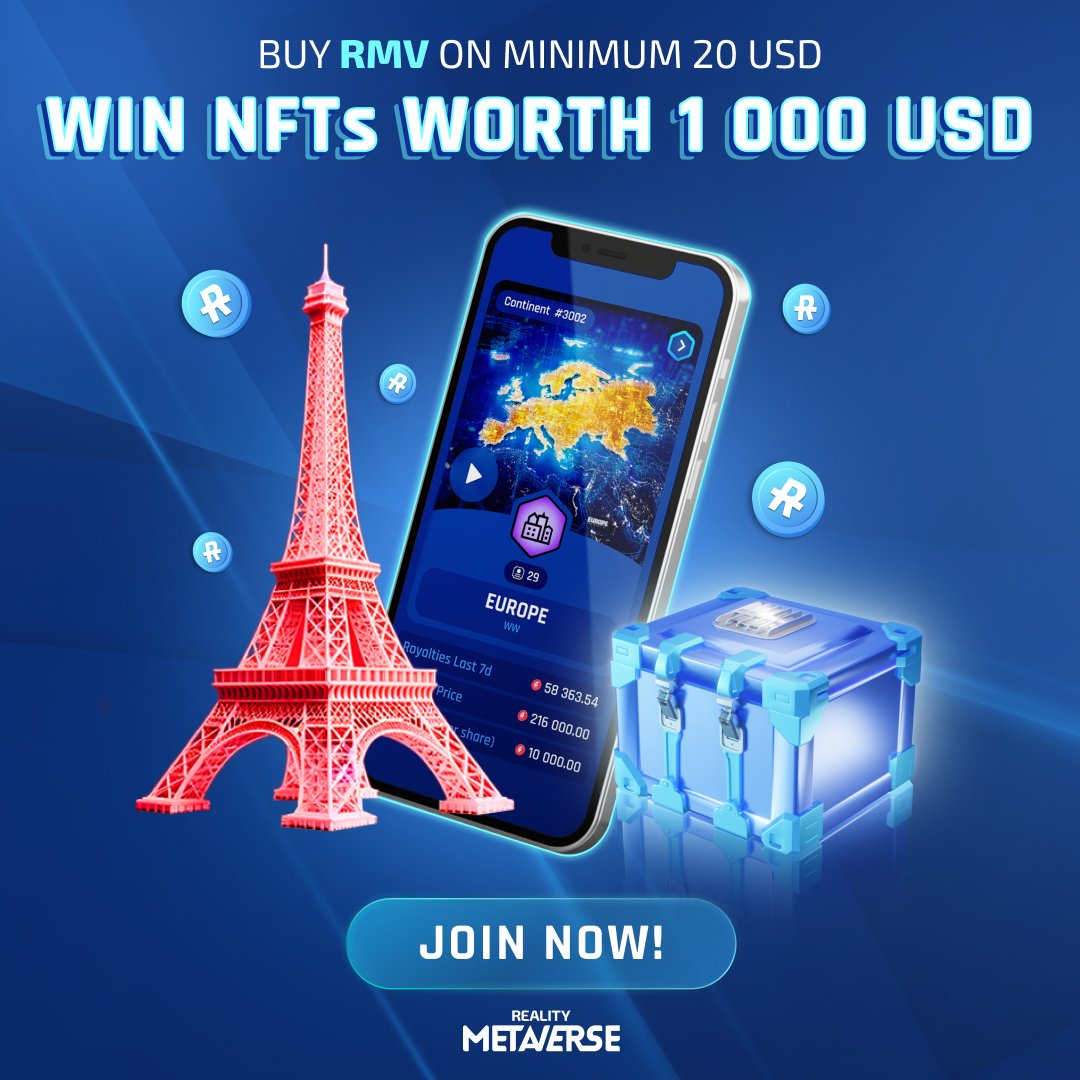 Ready to take your shot at winning $1000? 💰 Simply purchase $20 or more worth of RMV on Uniswap: app.uniswap.org/explore/tokens… and get eligible for our $1000 worth NFTs Giveaway! Event Duration: 26.03 15:00 UTC - 31.03 23:59 UTC Prize Pool: 20 Reality NFTs Start buying RMV today…