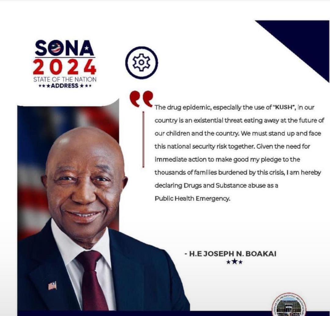 Liberia President H.E Joseph N. Boakai has declared KUSH or any unlawful drugs and substance abuse as Public Health Emergency. This means he has empowered security apparatus to freely do their job by arresting and prosecuting drugs importers, sellers and traffickers. In 🇸🇱 🤦‍♂️