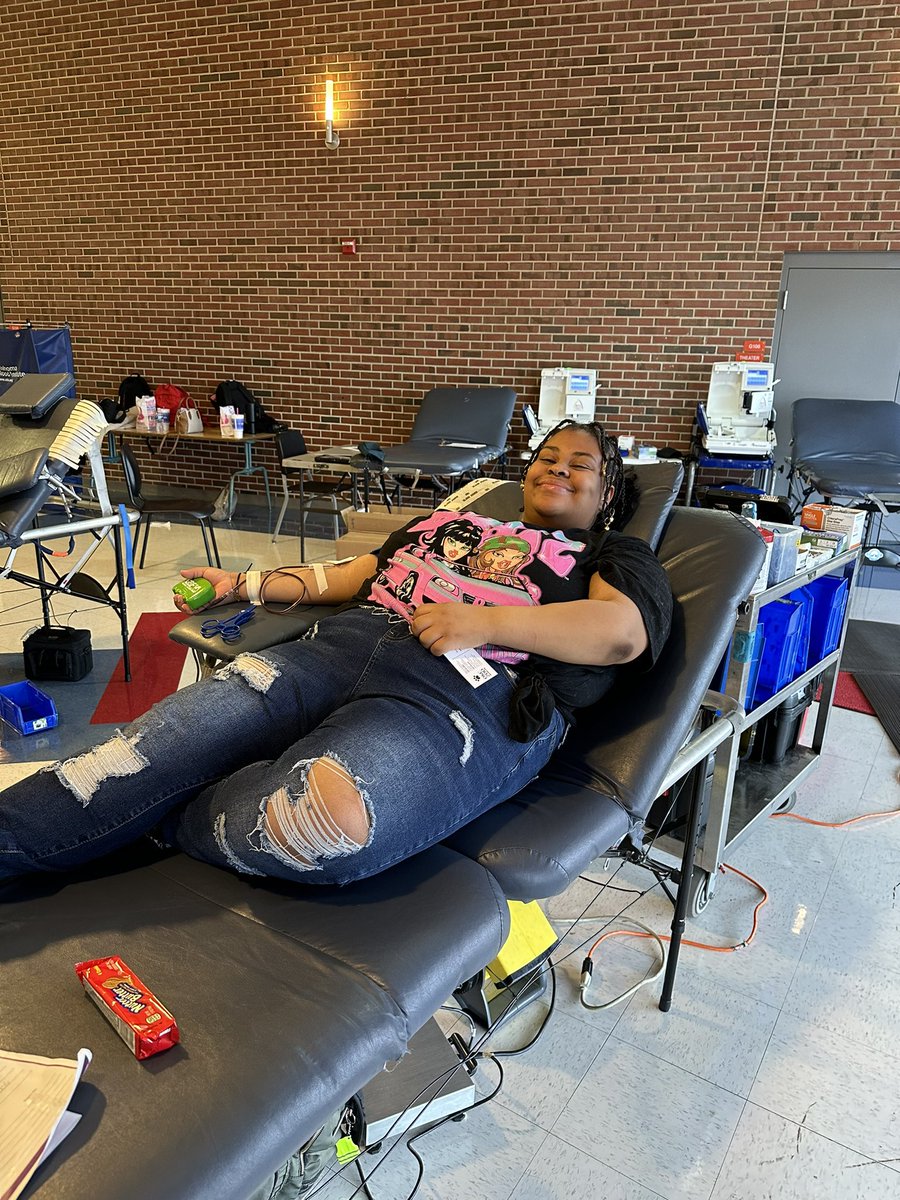 Nevaeh Jones was our first blood donor today! Come out and support our blood drive. We will be taking donors until 1PM!
