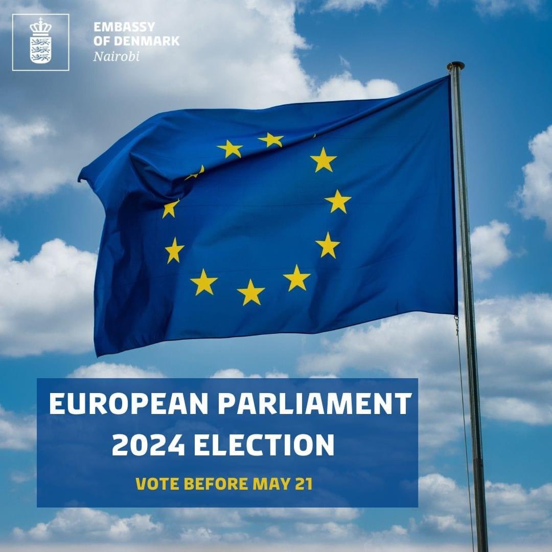 The election for the European Parliament in 🇩🇰 will be on June 9, 2024. Danish &EU citizens residing in 🇩🇰but temporarily staying in Kenya/Somalia can cast a vote at the Embassy in NBO or consulate in MSA. Further guidance & to make an appointment visit, kenya.um.dk