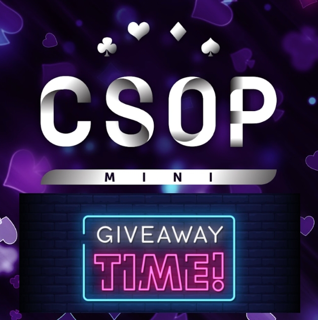 🔥🔥 CSOP Mini Main Event #GIVEAWAY ($500)! 🔥🔥

😎 Huge Giveaway today! 

👉 1 winner will receive an entry to the $100 CSOP Mini Main Event ($20,000 GTD / March 31).
👉 8 winners will grab an entry to the 50$ Sunday Big Fifty ($10,000 GTD / March 31).

3 steps to participate👇