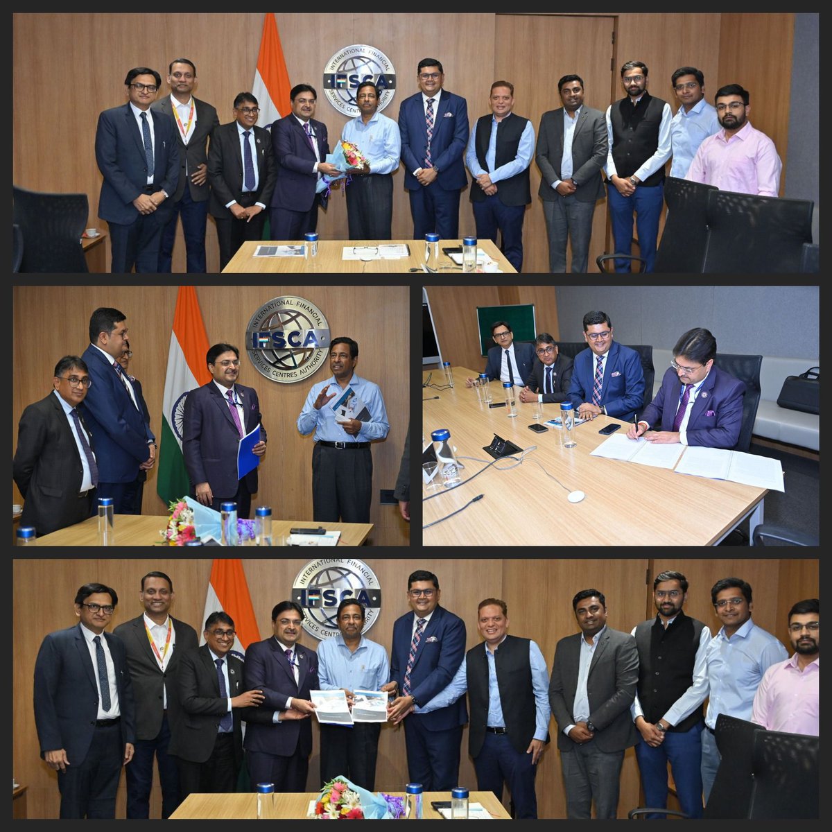 CA. Ranjeet K. Agarwal, President ICAI as Chairman of the 'GIFT IFSC as Global Finance and Accounting Hub' with CA. Aniket S. Talati, Imm. Past President, Members of the Committee & CCM met Mr. K Rajaraman, Chairperson-IFSCA today at GIFT City, Gandhinagar to submit the Report.