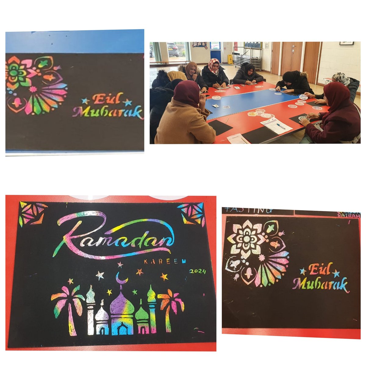 CHAI_Project's tweet photo. Busy few weeks @WernethPS CHAI the amazing mums made these #ramadan posters to frame at home, #CraftsforWellbeing and this week a research workshop about #labour #EarlyBirth #maternitycare https://t.co/jqPnUbAW43