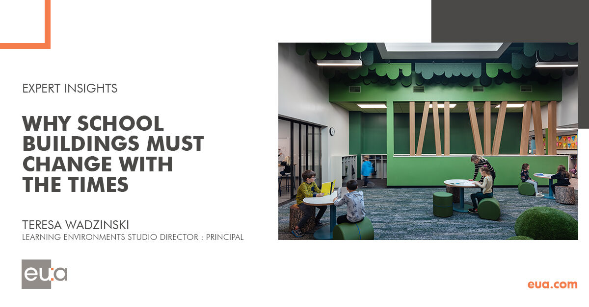 In Teresa Wadzinski's newest blog, she advises against becoming your parents by providing some context about why – from an architect’s perspective – so many school buildings must change with the times. bit.ly/3ToNwTd