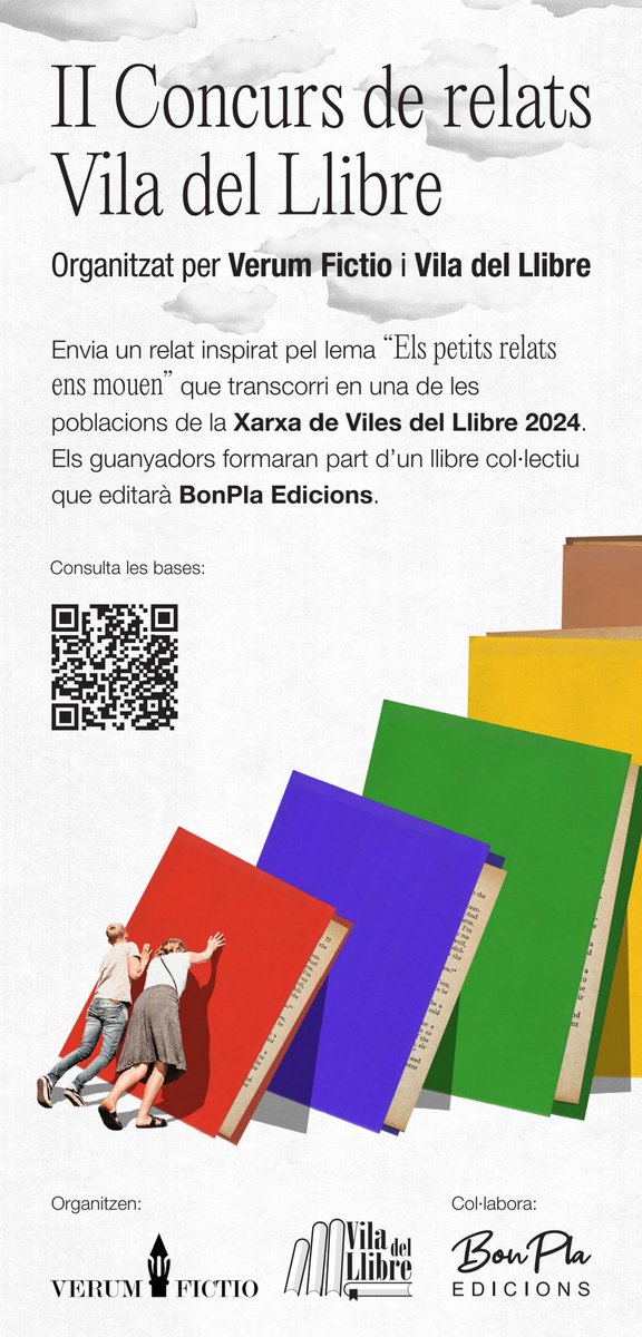 VerumFictio's tweet photo. Participa al nostre concurs amb @Viladelllibre!
Bases ✍📚:
https://t.co/jiNWVY9pxT
En català, castellà i gallec.
#ConcursVDL #viulesviles #relats #concursoliterario #concursliterari https://t.co/hJX0T7NyOu