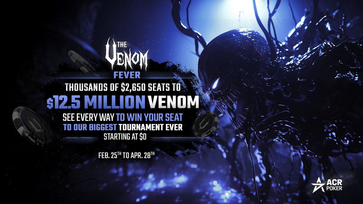 I am giving away 9x$290 Venom satellite tickets‼️ To participate follow my X profile + post in the comments the picture of yourself and number 12.5 (as that’s the amount of MILLIONS guaranteed in the upcoming Venom on @ACR_POKER ! 🔔🔥🚒) Deadline for pic 31st of March 11am CET