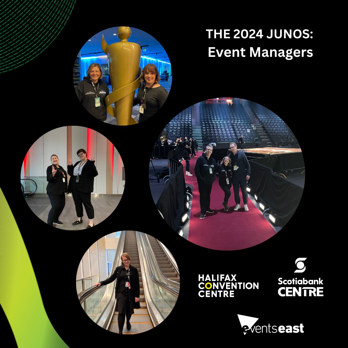 Big congrats to our incredible Event Managers @hfxconventions @ScotiabankCtr on the JUNOS. From event plans to stage builds, client relations & operations, they work tirelessly to make our events the most memorable & beautiful in Halifax. We would not be Events East without them.