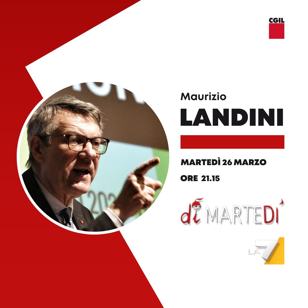 📌 #MaurizioLandini sarà ospite questa sera di Giovanni Floris a @diMartedi @La7tv