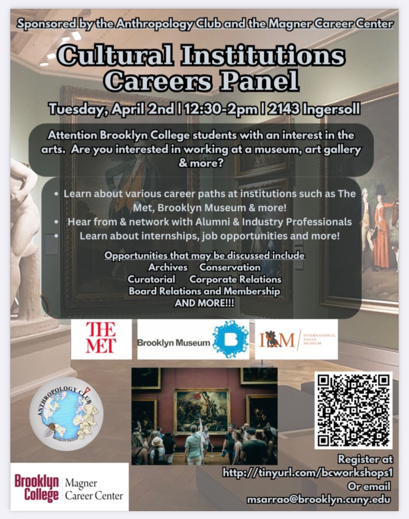 The Anthropology club and the Magner Career Center are teaming up to bring you this exciting new event to be held next Tuesday! Register at the link below if you’re a someone who is interested in working at museums, art galleries and more! Link: tinyurl.com/bcworkshops1