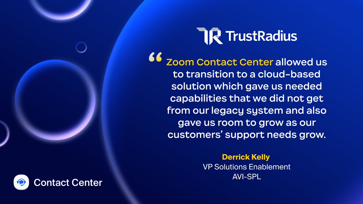 Curious to see the glowing reviews our customers are sharing about Zoom Contact Center on @trustradius? 🌟 Here’s one from @avisplinfo VP of Solutions Enablement, Derrick Kelly! Click here to explore more reviews and leave your own 👉 zm.me/4abuuHo