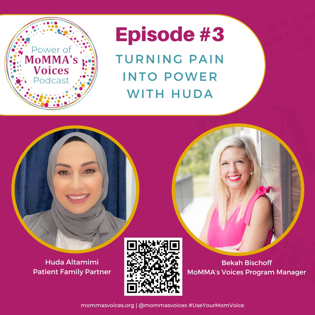 We want to encourage you all to rewatch Episode 3 from Season 1 with our lovely PFP Huda Altamimi as she speaks about her birth story, recovery, advocacy work, and how she was pivotal in establishing AFE Awareness Day. Watch here by clicking this link: mommasvoices.org/podcasts/power…