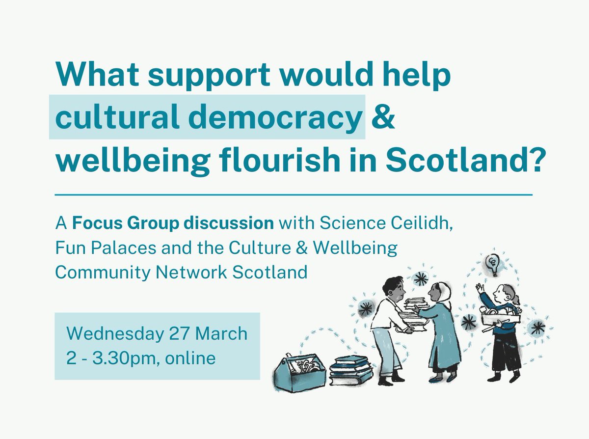 It's not too late to join our Focus Group discussion, to share how networks can better support cultural democracy. You can sign up here: scienceceilidh.typeform.com/to/dOdbK3J0 You can also share your thoughts here: scienceceilidh.typeform.com/cultwellscot