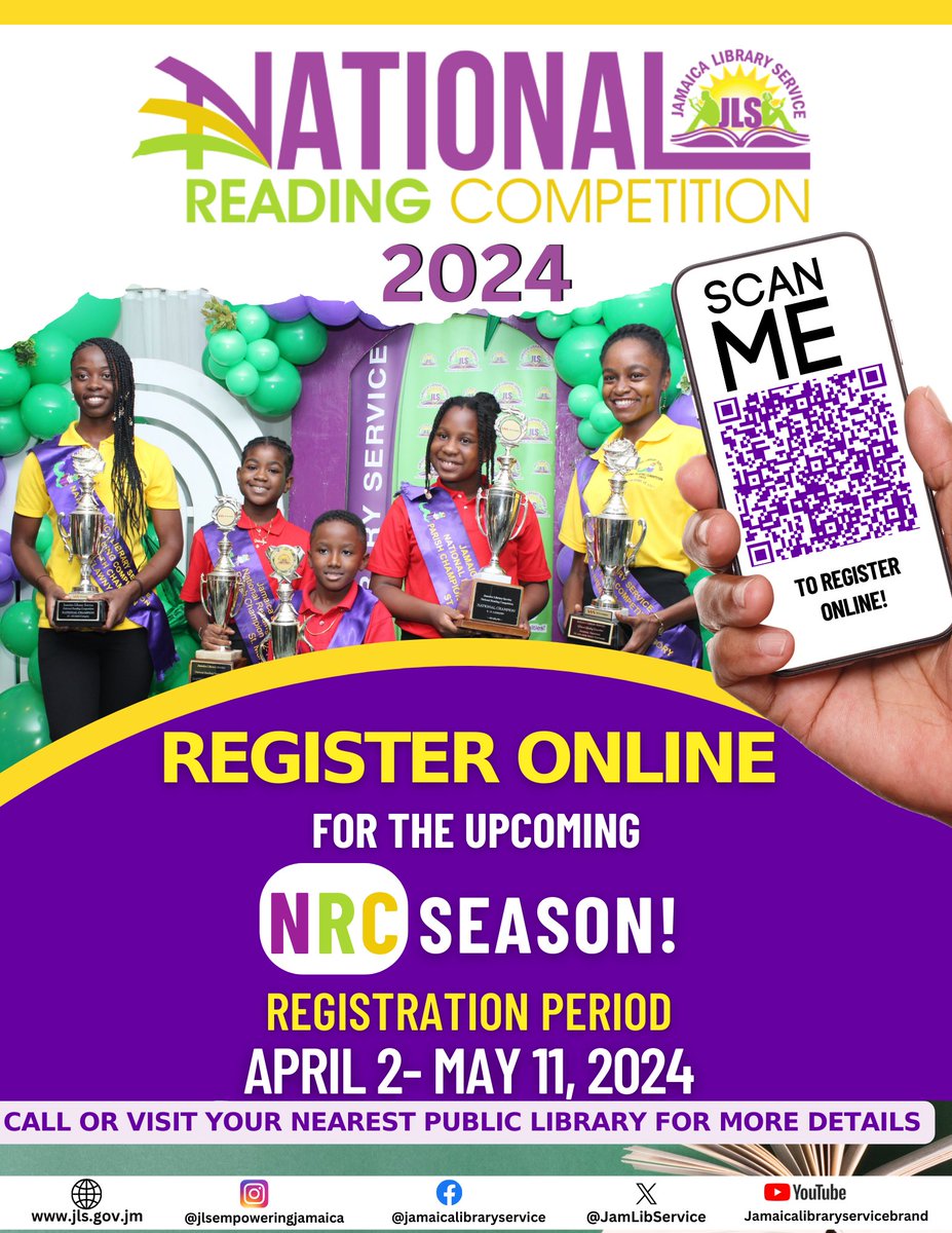 Do you have a competitive spirit and enjoy reading? The JLS National Reading Competition is an excellent opportunity to showcase your talent! We are inviting participants ages 6-99 to register for the 2024 season. Visit our website at jls.gov.jm for more details.