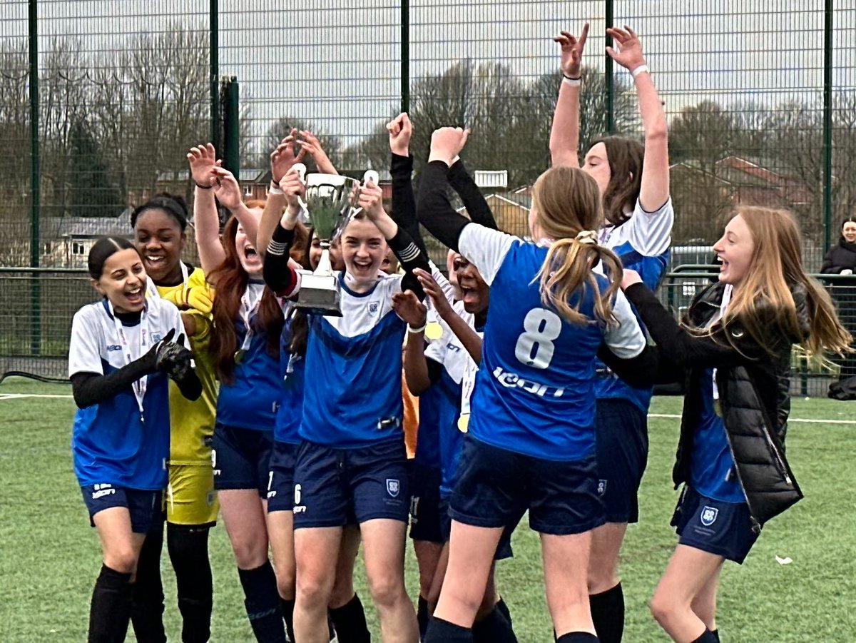 This is the moment our Year 8 girls #football team won the Manchester Cup last night in a tense 5-4 game. ⚽🏆 We saw great character from the girls as they came up from behind, scoring 2 goals in the last 10 minutes!