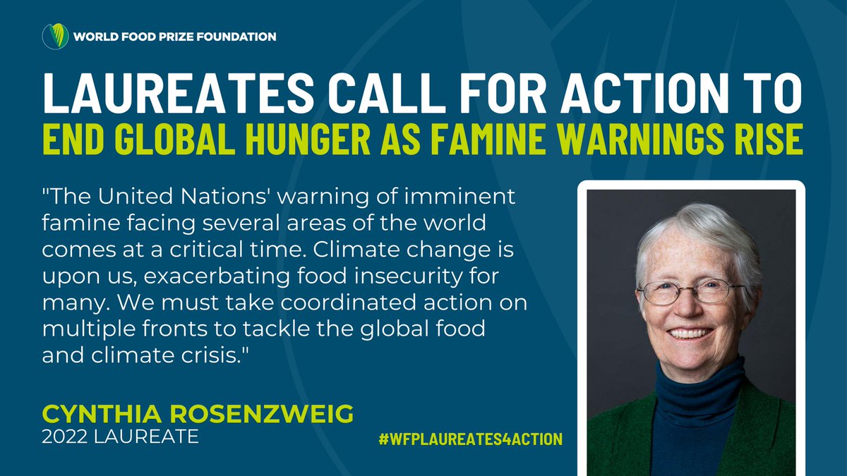 #AgMIP's Dr. Cynthia Rosenzweig, along with other past @WorldFoodPrize Laureates, is sending a message to G20 leaders: prioritize the fight against global hunger and poverty. Learn more at worldfoodprize.org/LaureateLetter. #WFPLaureates4Action