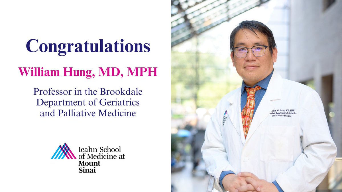Congratulations to Dr. William Hung, who has been awarded tenure at the @IcahnMountSinai!