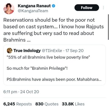 #We_Support_Kangana_Ranaut For pseudo secular Joginder mandal's followers Pic1 Right to expression Bt talkng abt outdated reservation system in which a few resourceful ppl r enjoying all benifits is unconstitutional😅 V support #KanganaRanaut कंगना राणावत हिमाचल प्रदेश दिलीप मंडल