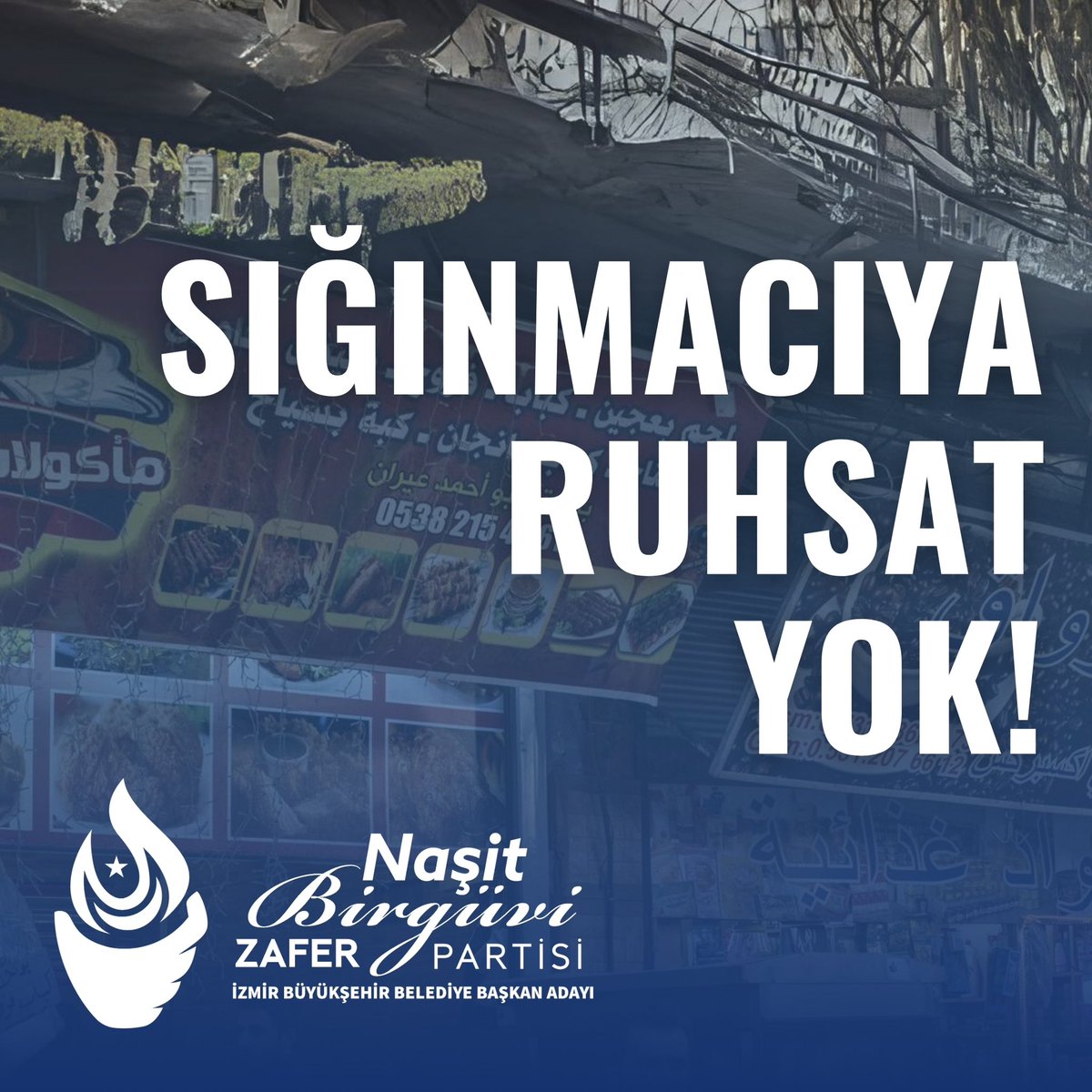 İzmir’de bir tek sığınmacıya iş yeri açma ruhsatı verilmesine müsaade etmeyeceğiz. Bizden önce verilmiş olanları da iptal edeceğiz.

Türkçe dışında hiçbir dilde tabelaya izin vermeyeceğiz.

<a href="/umitozdag/">Ümit Özdağ</a> <a href="/zaferpartisi/">Zafer Partisi</a>
