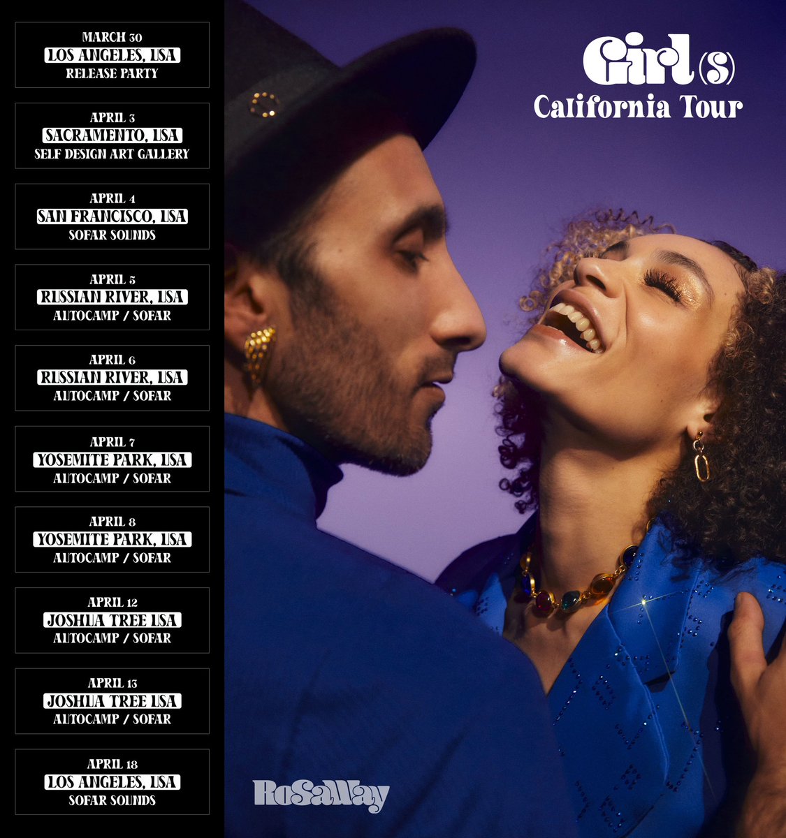 California Tour -  April 2024 ! 
#music #duo #pop #jazz <a href="/sofarsounds/">Sofar Sounds</a> <a href="/theautocamp/">AutoCamp</a>