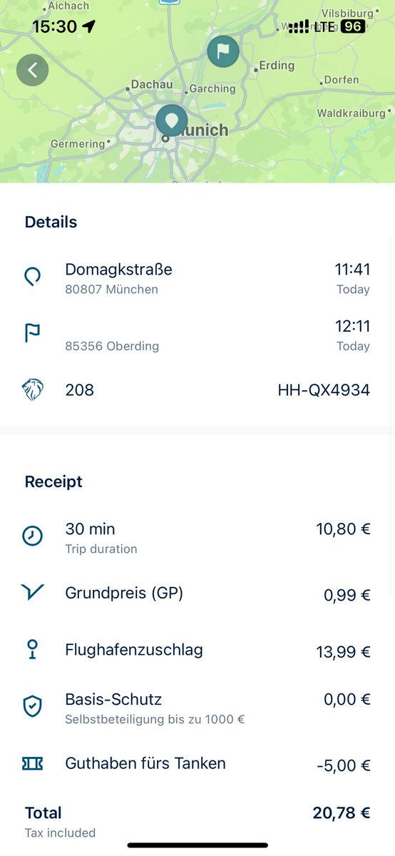 Holy car costs … it costs a fortune to drop off a shared car at Munich Airport!
€13.99 for the drop off fee alone!!! 😖 
#sharenow #munich #carshare