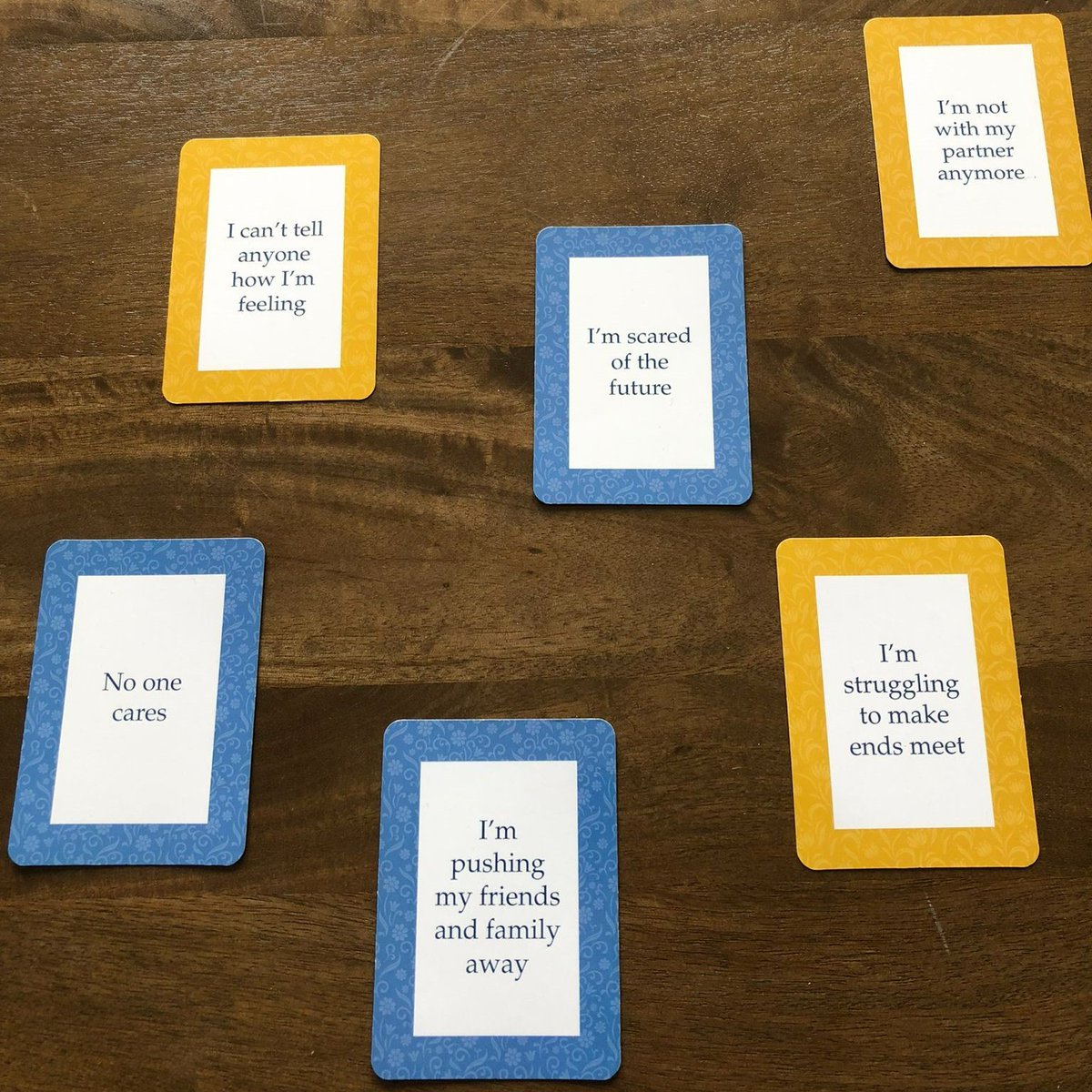 When a man comes to us in suicidal crisis we use a set of cards to enable him to explain what is going on. All our therapy is free, we work with men in the North East, North West & London to help them dismantle their crisis. Find out more at jamesplace.org.uk