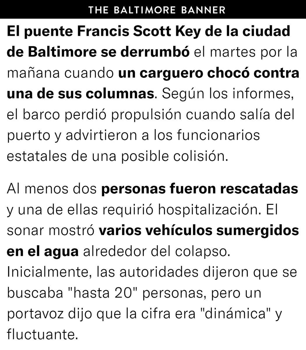 porquetendencia's tweet photo. "Francis Scott Key":
Por el puente que se derrumbó en Estados Unidos tras ser chocado por un barco https://t.co/8nVgxZeT5U