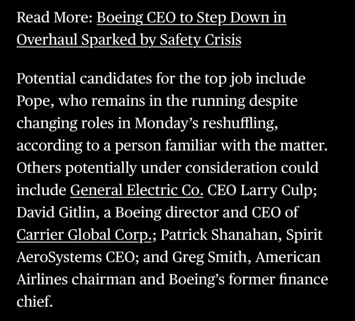 Imagine what might be possible if Boeing hired a younger, hungrier, entrepreneurial leader and technologist to Make Boeing Great Again, rather than these career executives (with all due respect)?