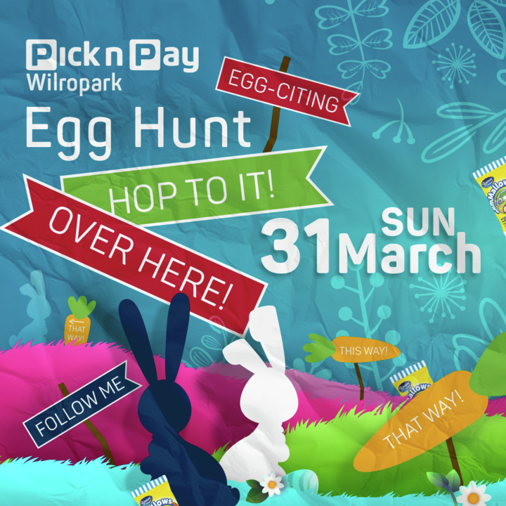 Join us on Sunday the 31st of March for an Egg-Citing Easter Egg Hunt at Pick n Pay Wilropark!

It's only 30 minutes from 7:30 am to 8 am, so hop on over and join the hunt! 

#pnpwilropark #easterhunt #easter #pnpeaster