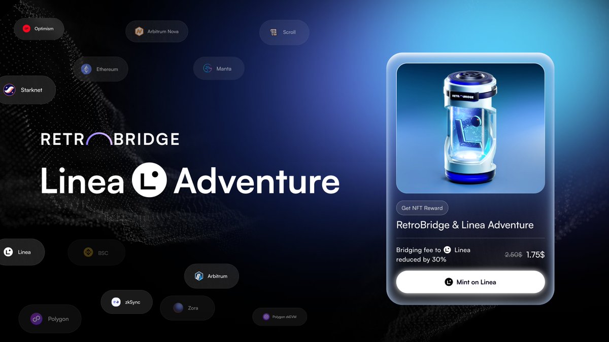 retro_bridge's tweet image. ✨Linea Adventure by #RetroBridge

Embark on an journey with Linea Adventure by RetroBridge 🚀

Complete simple quests and claim your RetroBridge &amp;amp; Linea Adventure #NFT with a bridging discount utility

retrobridge.io/phases/linea-a…

Here&apos;s what you need to know

🧵...