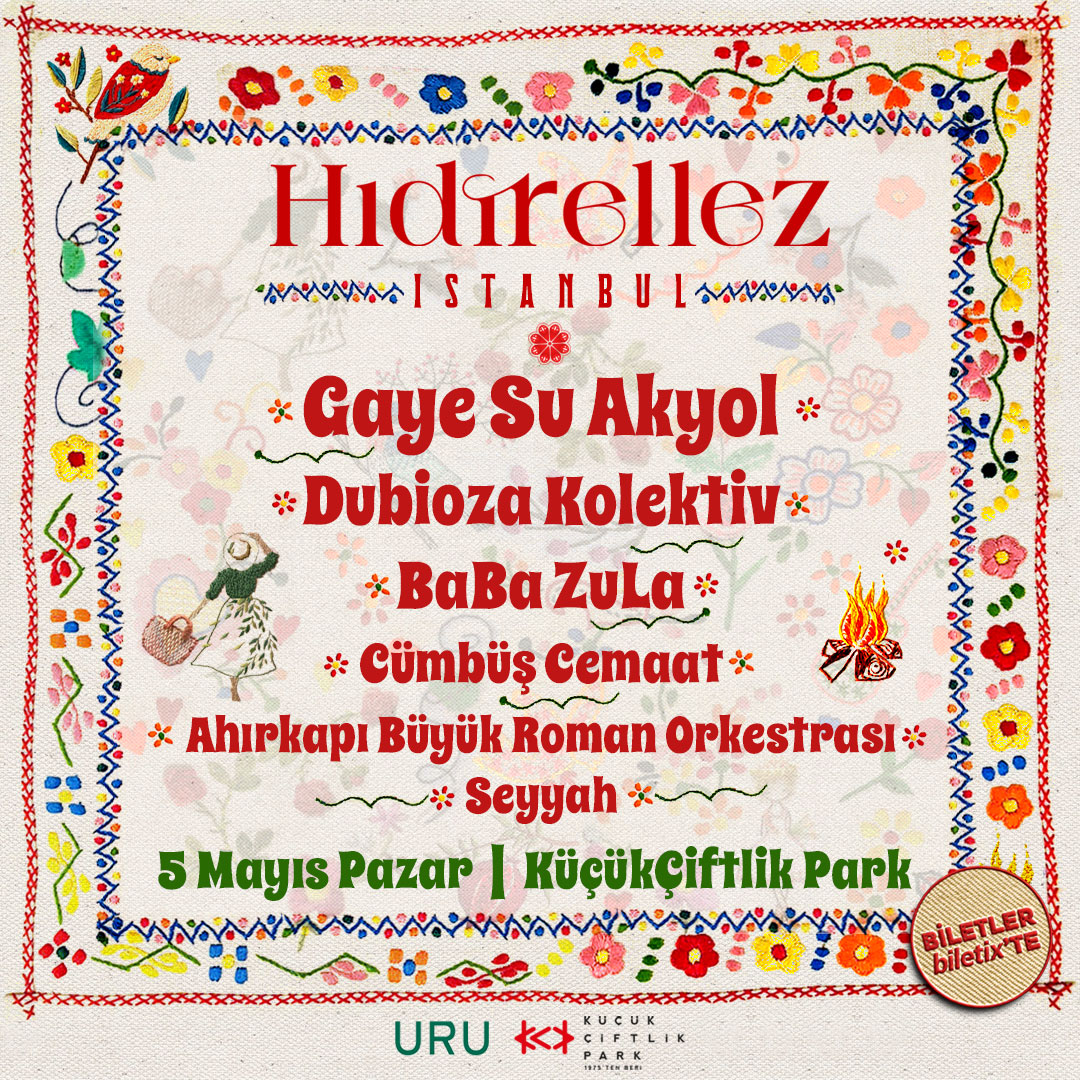Hıdırellez İstanbul biletleri @biletix ’te satışta! 🌼💐🏵️🍀🎺🪕🥁💃🕺 Gaye Su Akyol, Dubioza Kolektiv, BaBa ZuLa, Cümbüş Cemaat, Ahırkapı Büyük Roman Orkestrası ve Seyyah ile baharın gelişini kutlamak için 5 Mayıs’ta KüçükÇiftlik Park’ta buluşalım! 🎫🔗biletix.com/etkinlik/37S03…
