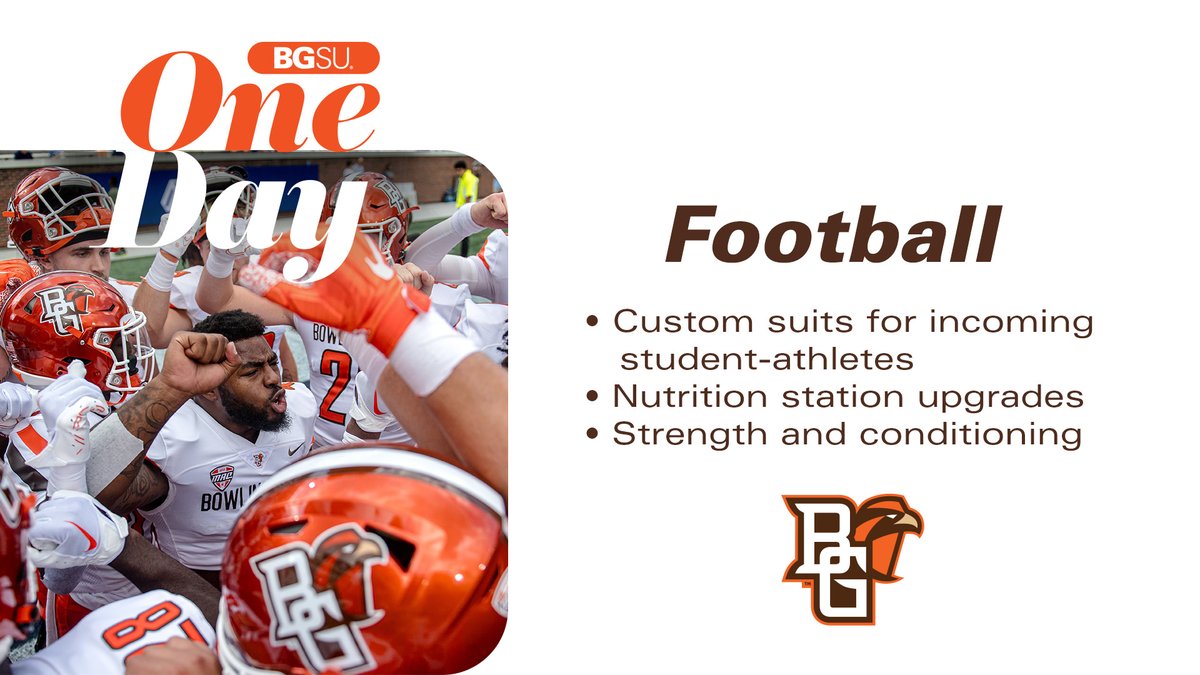 HAPPY #BGSUOneDay!!!! With your gift, you are helping these priorities for our program. Please help 𝗖𝗿𝗲𝗮𝘁𝗲 𝗚𝗼𝗼𝗱 𝗪𝗶𝘁𝗵 𝗨𝘀 and partner with football as we work toward our next MAC Championship⬇️ GIVE TODAY oneday.bgsu.edu/amb/OneDay24BG…