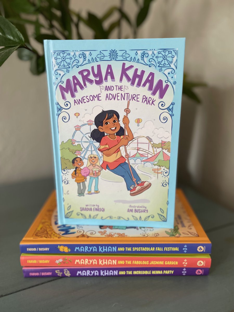 Just in time for spring break, MARYA KHAN AND THE AWESOME ADVENTURE PARK (Marya Khan #4) by @SaadiaFaruqi and @anibushry , is out today from @abramskids 🥳📚🎡!!